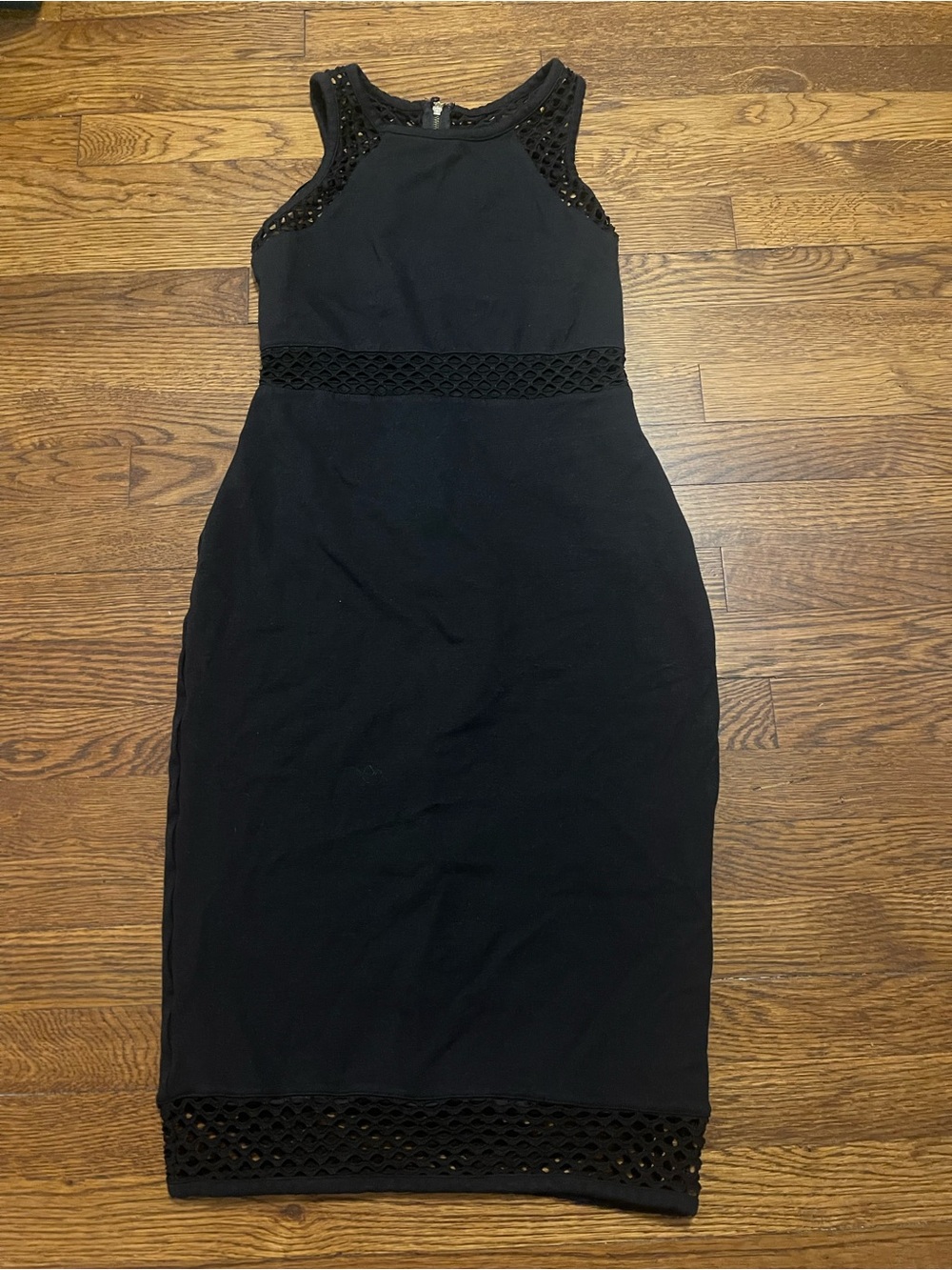 Express Black Sleeveless Midi Dress with Crochet Trim